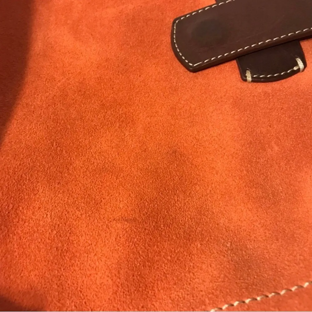 Lands End suede leather hobo shoulder bag orange - Image 6