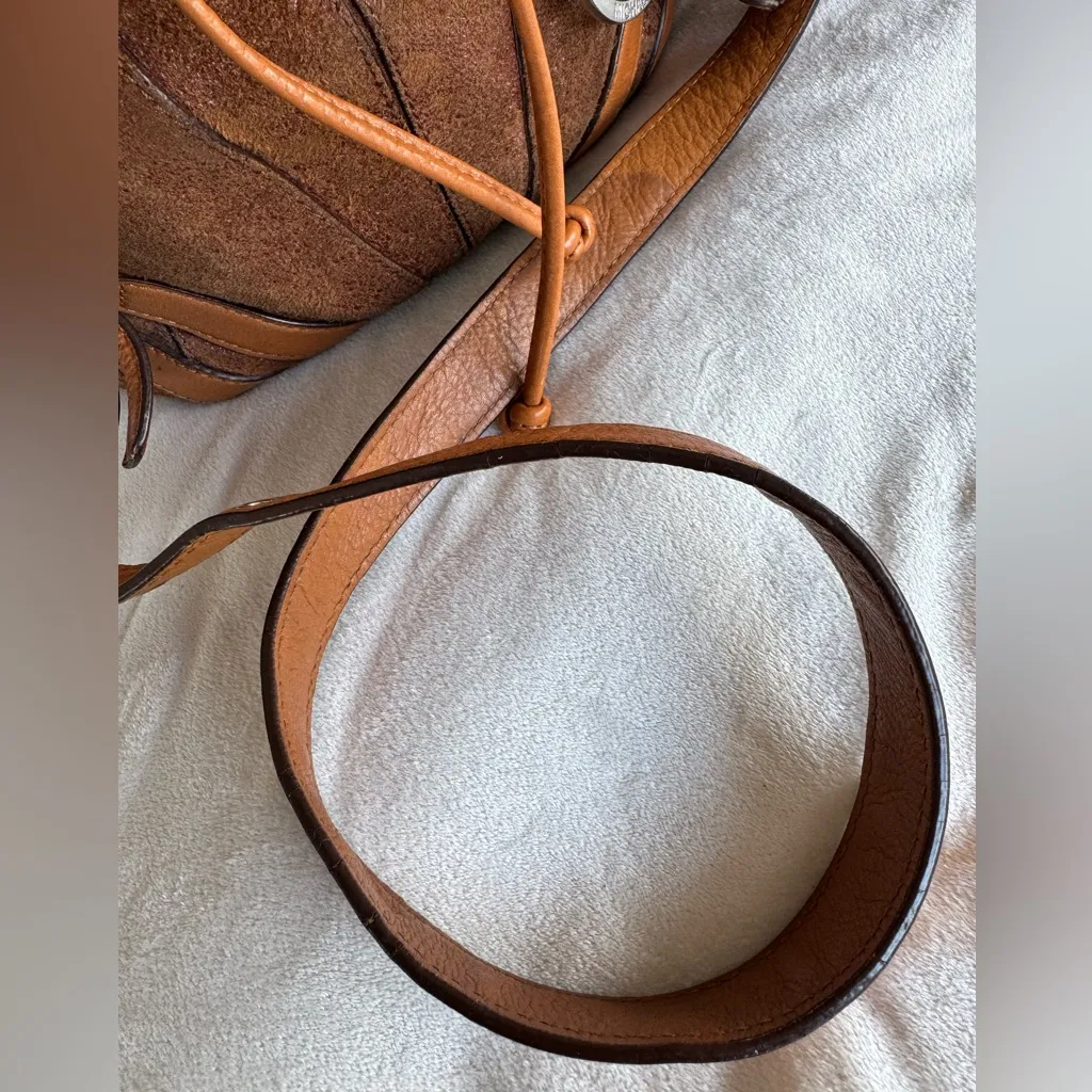 Michael Kors Milo Y2K Style Bucket Suede Leather Trim Distressed Bucket Bag - Image 11