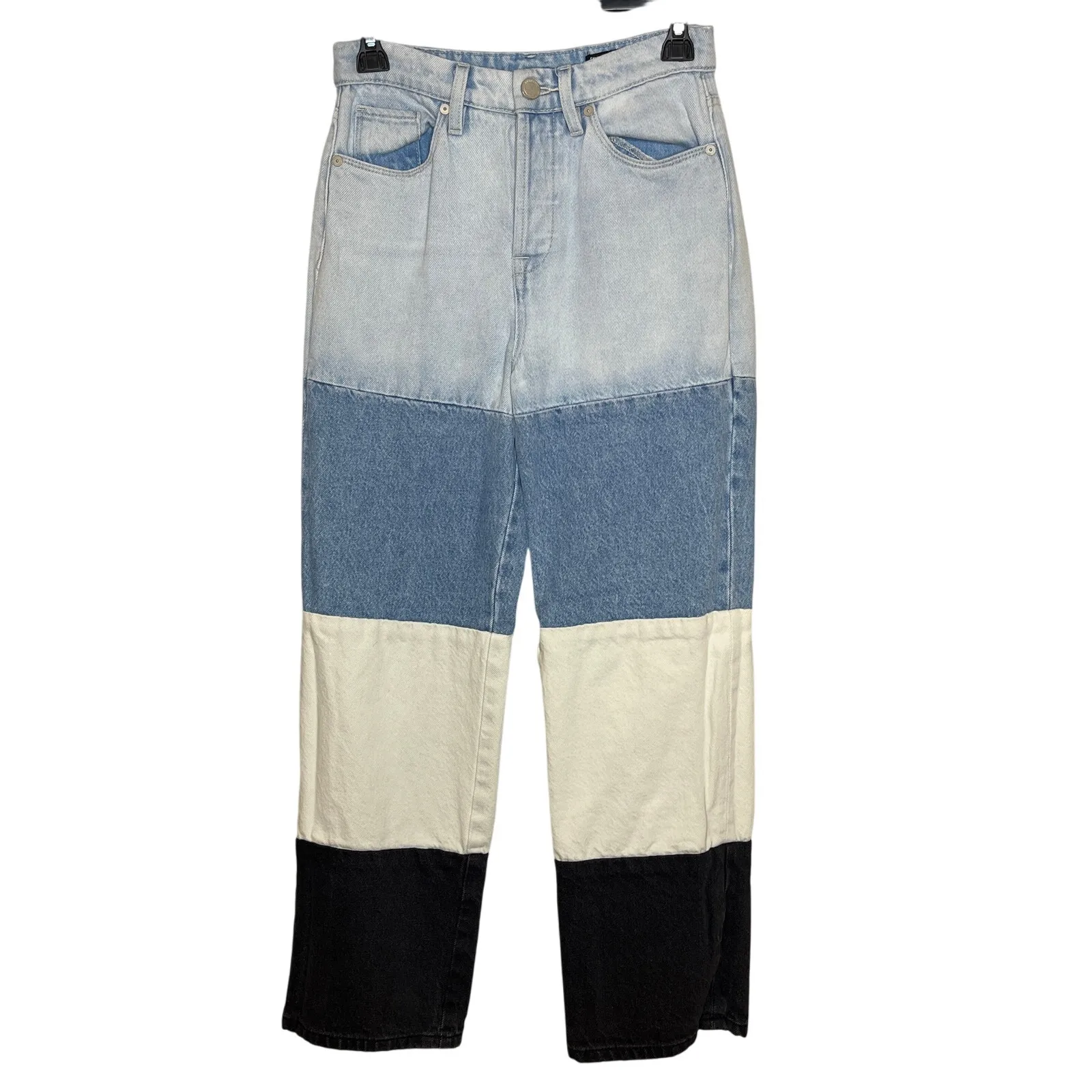 Blank‎ NYC The Baxter Ribcage Straight Leg Colorblock Raw Hem Jeans Size 24 - Image 2