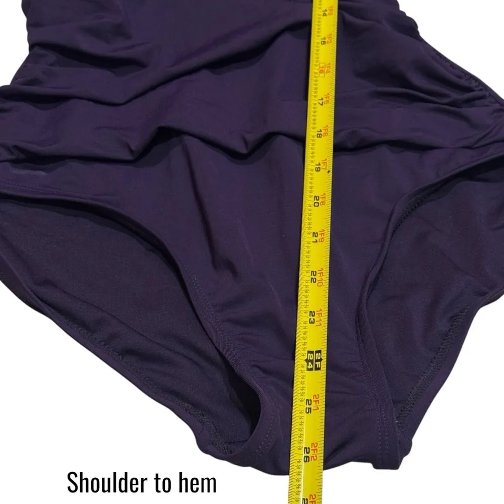 Land’s End Tummy Ruched UPF Crossback Swimsuit Coastal Resort Vacation Size S - Image 13