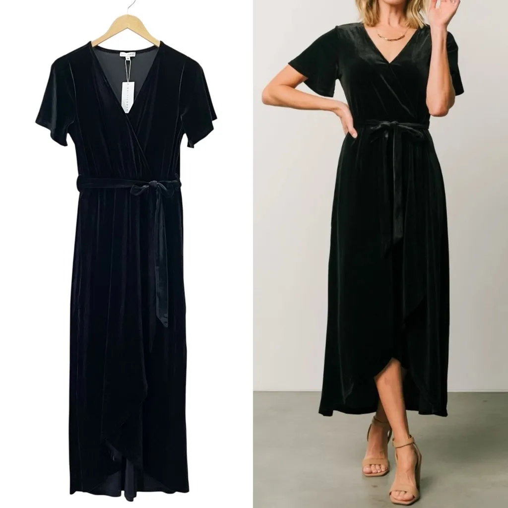NWT Baltic Born Nadine Velvet Midi Dress Black Size Medium Party Wedding Holiday - Image 15