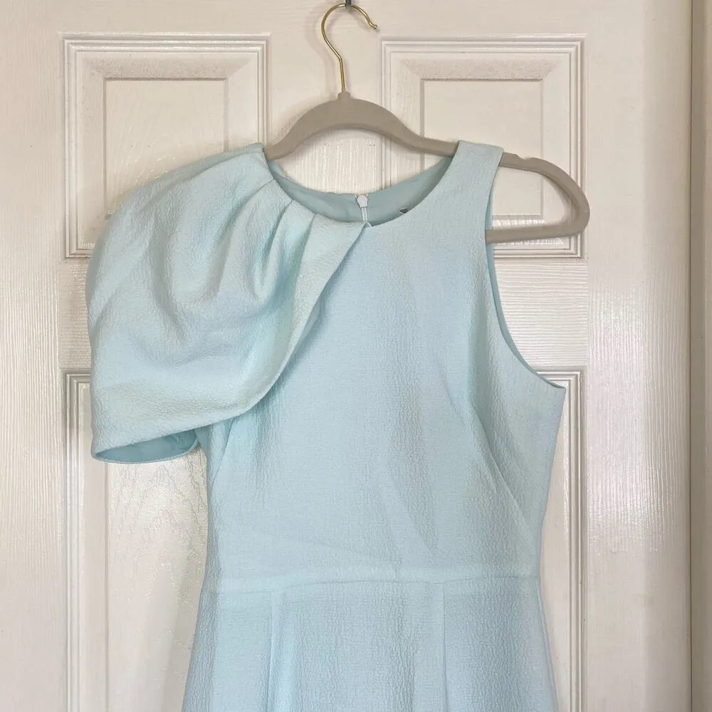 NWT BLACK HALO Aldo Sheath Dress Glacier Light Blue Puff Shoulder Crepe Size 2 - Image 4