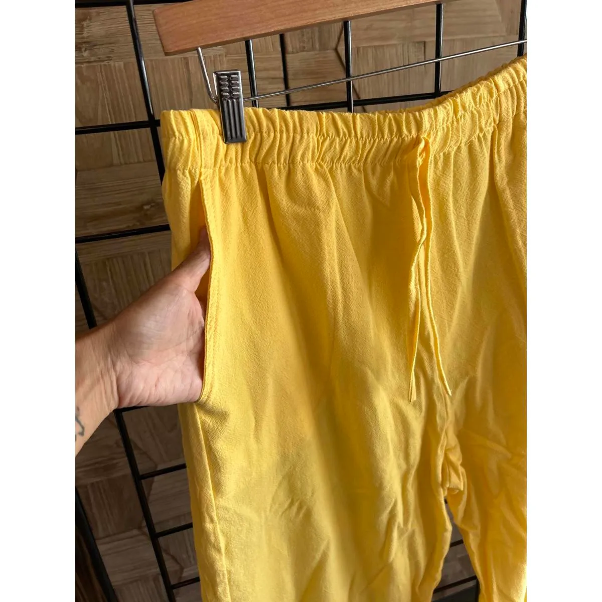 NWT B'Gauze Women's Size 1 (S/M) Yellow Cotton Elastic Straight Leg Size M - Image 3