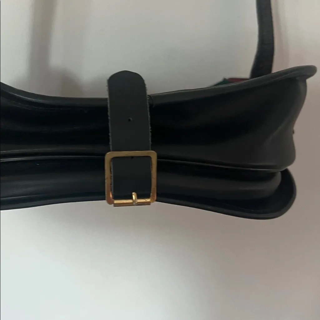 Vtg 90s LL Bean Bag Leather & Tartan Plaid Crossbody Purse 🗝️ Black - Image 4