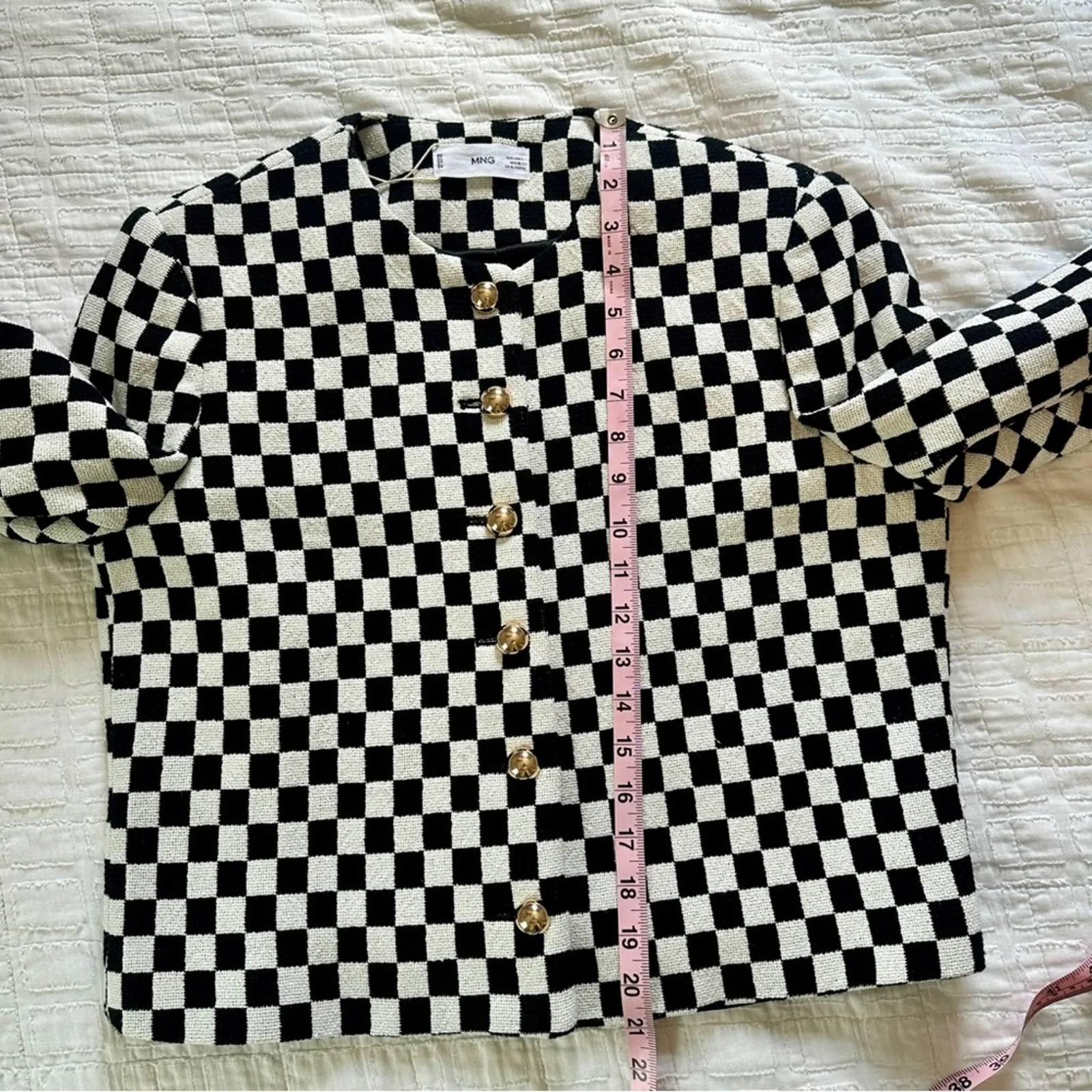 MANGO Checkerboard Black White Check Jacket Blazer NEW Large - Image 6