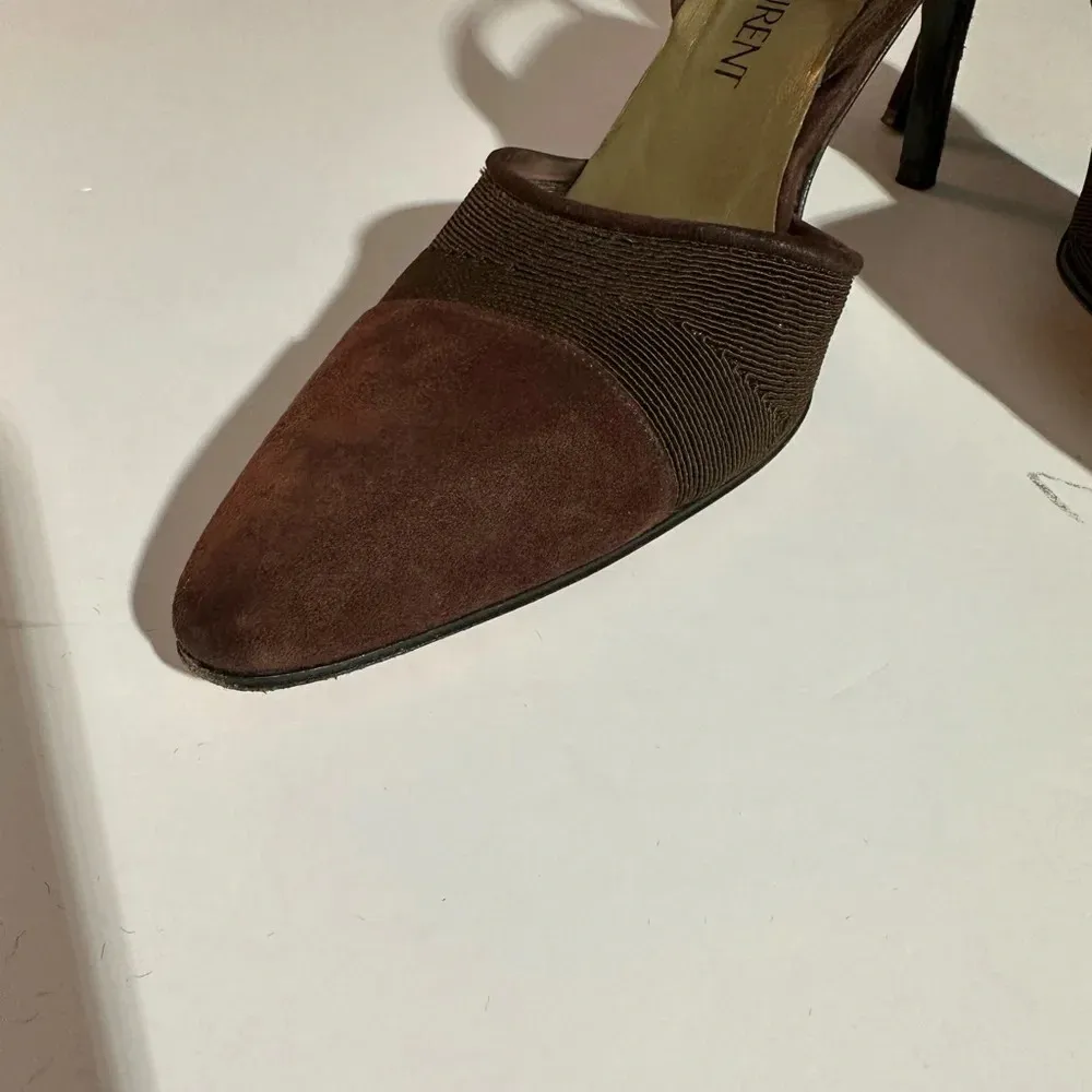 Yves Saint Laurent Brown Slingback Pumps Sz 9M - Image 3