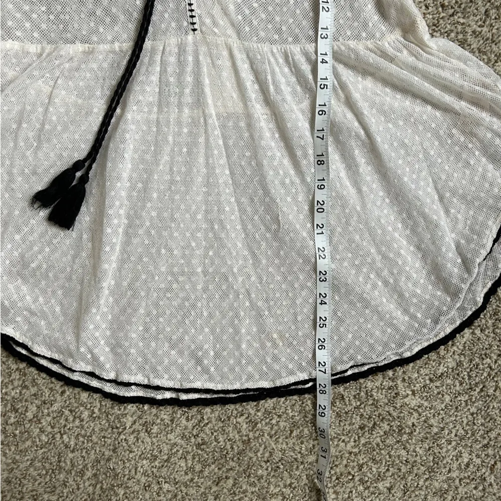 Free People White Black Floral Flowy Boho Bohemian Blouse Small - Image 5