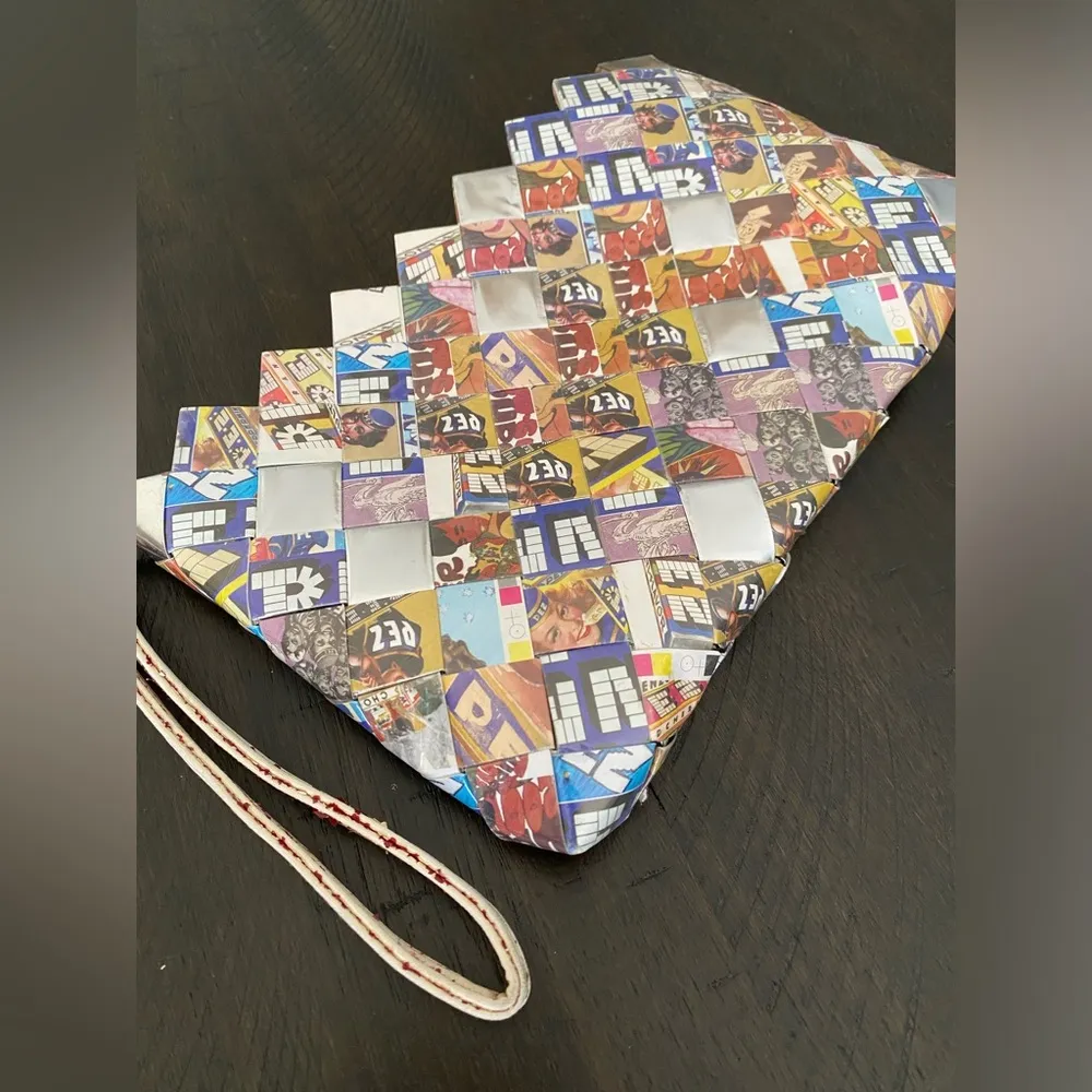 VTG 90s Nahui Ollin Multicolored Pez Arm Candy Clutch Wristlet Handbag Purse Yellow - Image 6