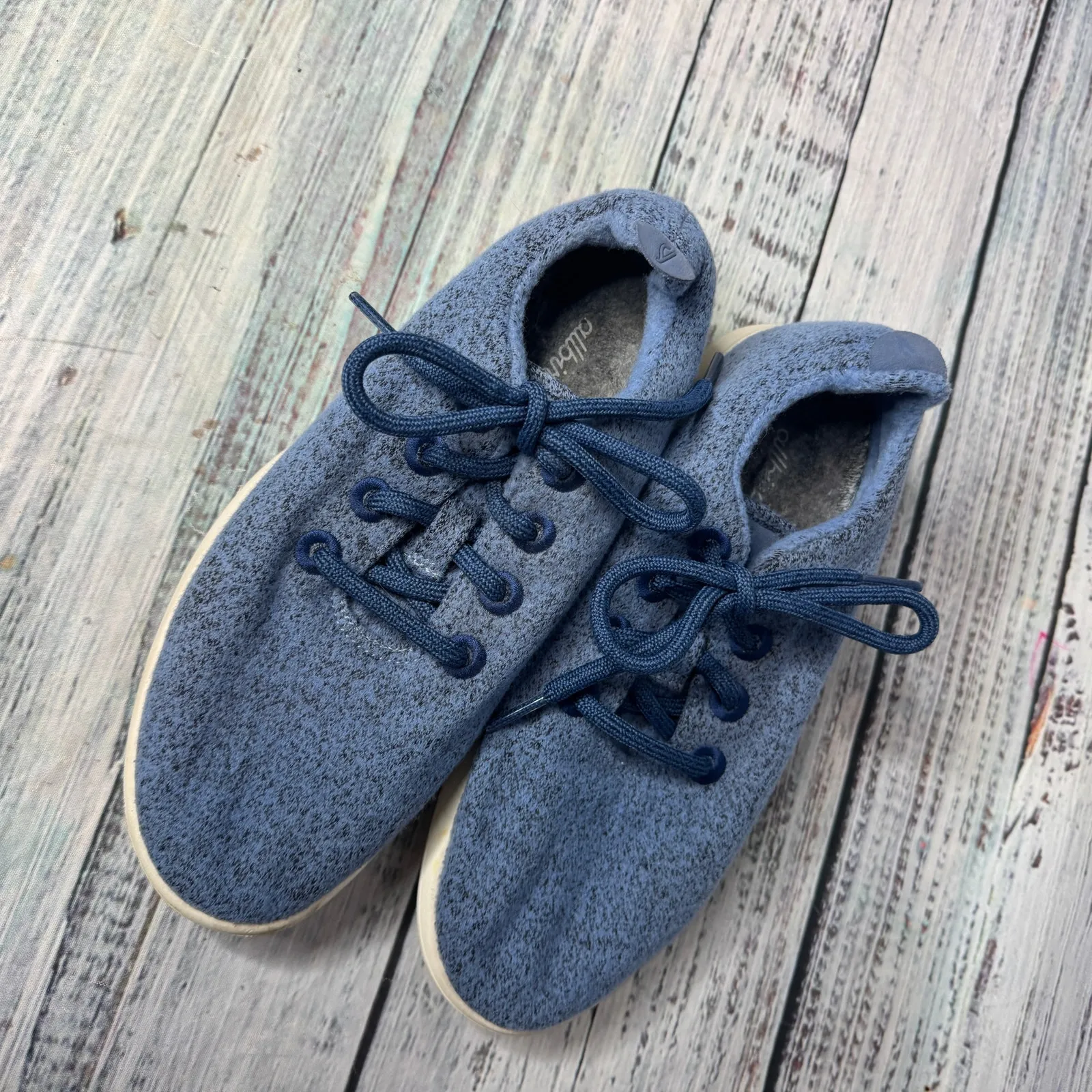 Allbirds Wool Runners Blue Lace Up Sneakers Merino Wool 7 - Image 2