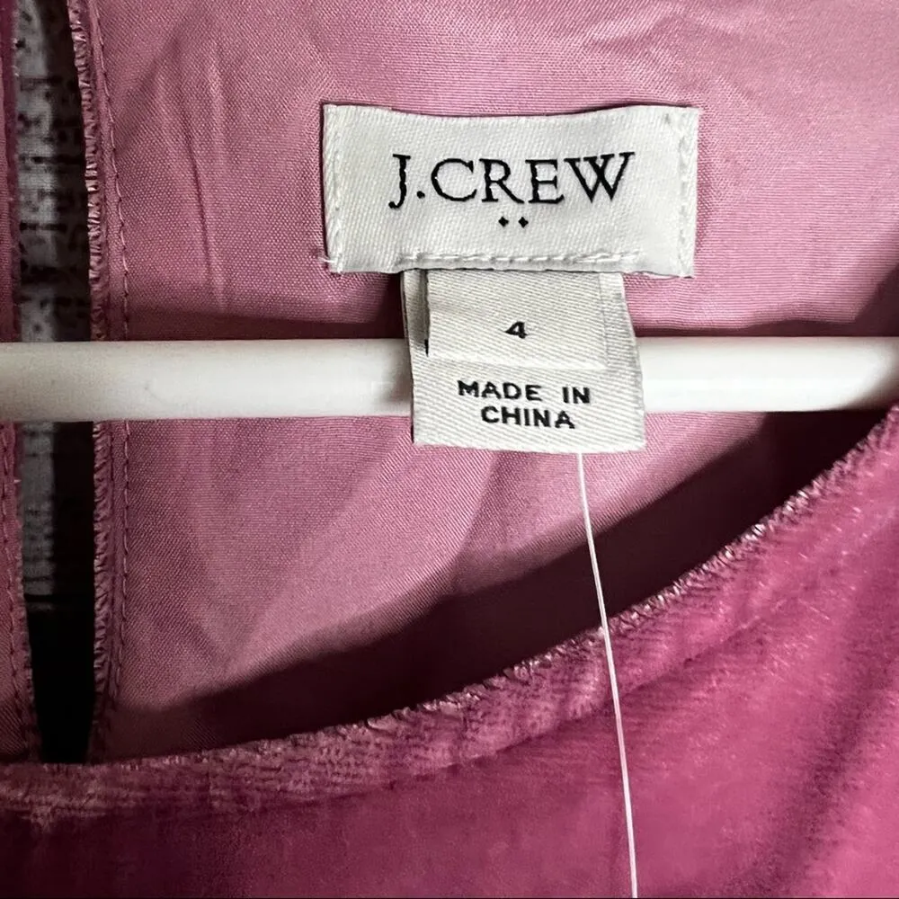 J.Crew Women's Pink Blush Velvet Long Sleeve Dress Sz 4 - Image 10