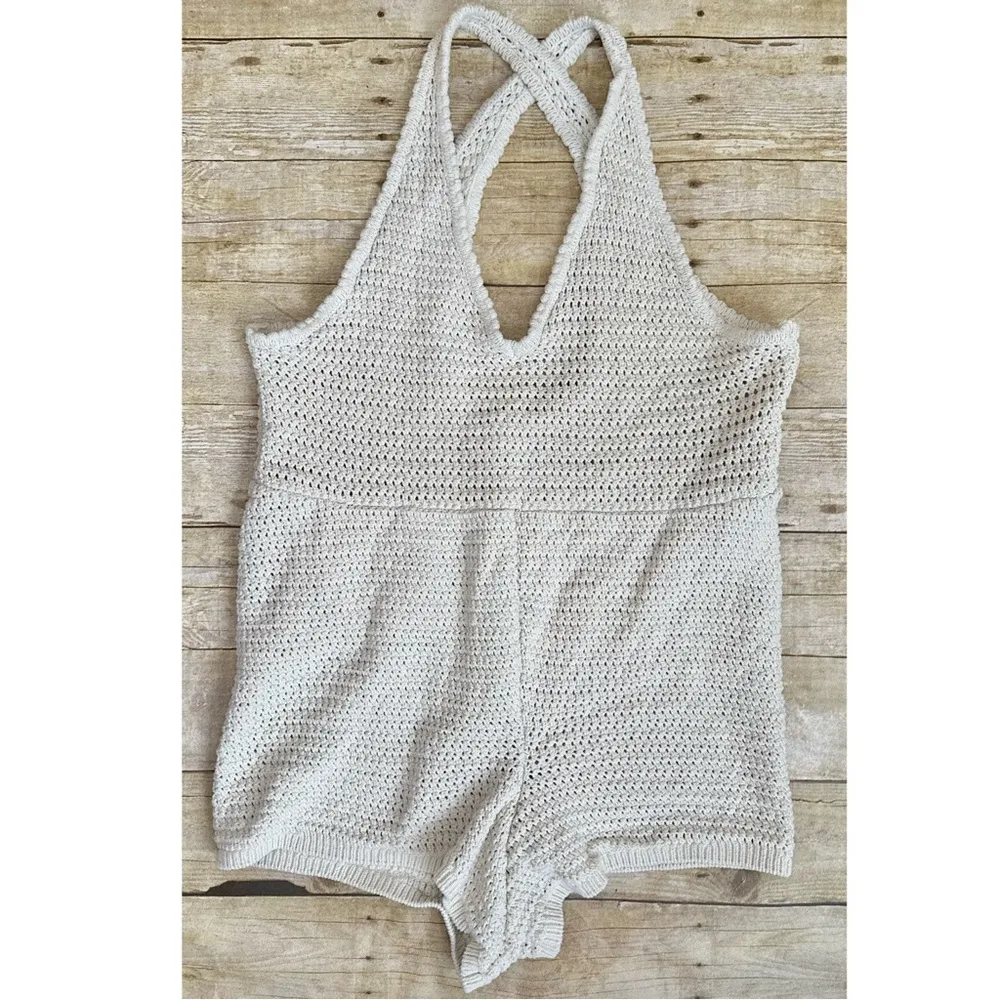 Free People Beach FP Beach Clear Skies Fauxchet Romper Natural Cream - Image 3