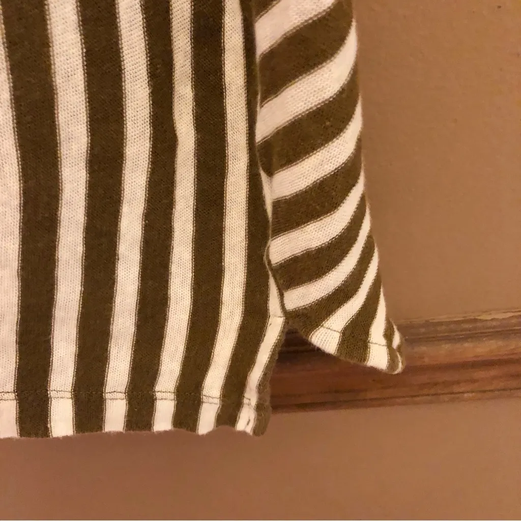 Madewell Striped Linen blend‎ V neck Racerback Tank Top Brown White XS - Image 4