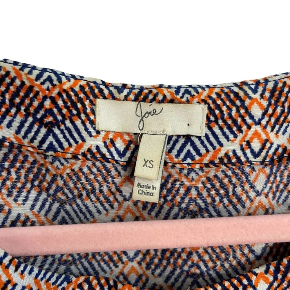 Joie Meriel Linen and Silk Chevron Print Sleeveless Dress - Image 6