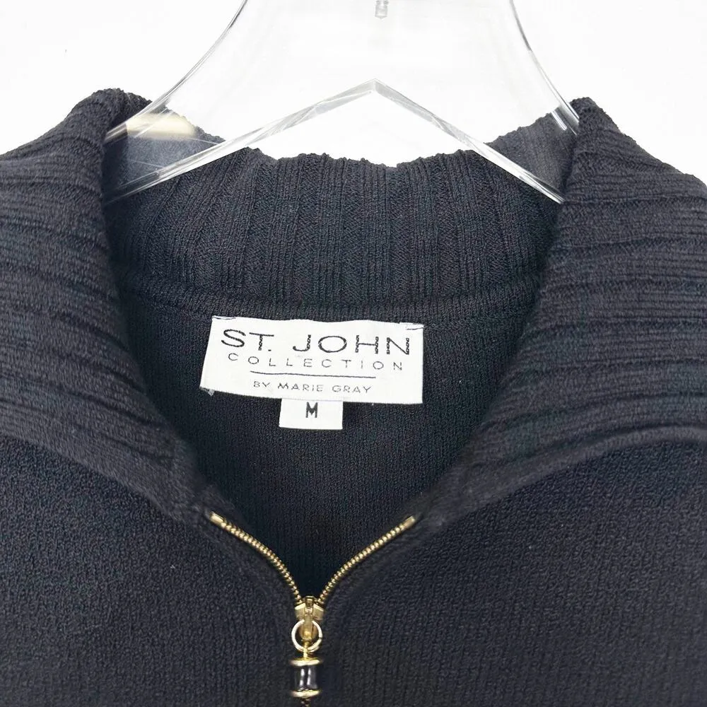 St. John Collection by Marie Gray Black Zip Cropped Jacket M - Image 2