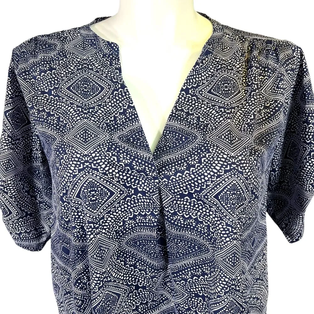 Times 2 Womens Blouse Top Maternity Lightweight Silky Pullover Blue White XL Size undefined - Image 2