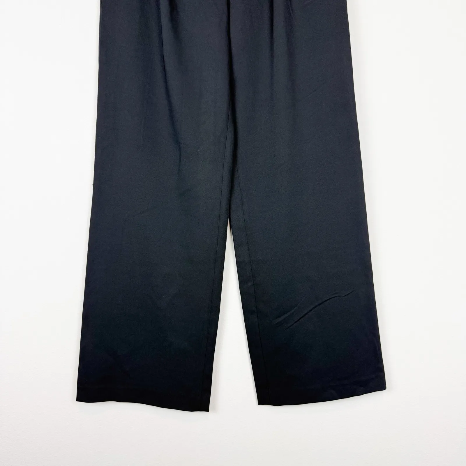NWT Free People Tyler Menswear Trousers Black Pleated Wide Leg‎ Pants Size 10 - Image 8