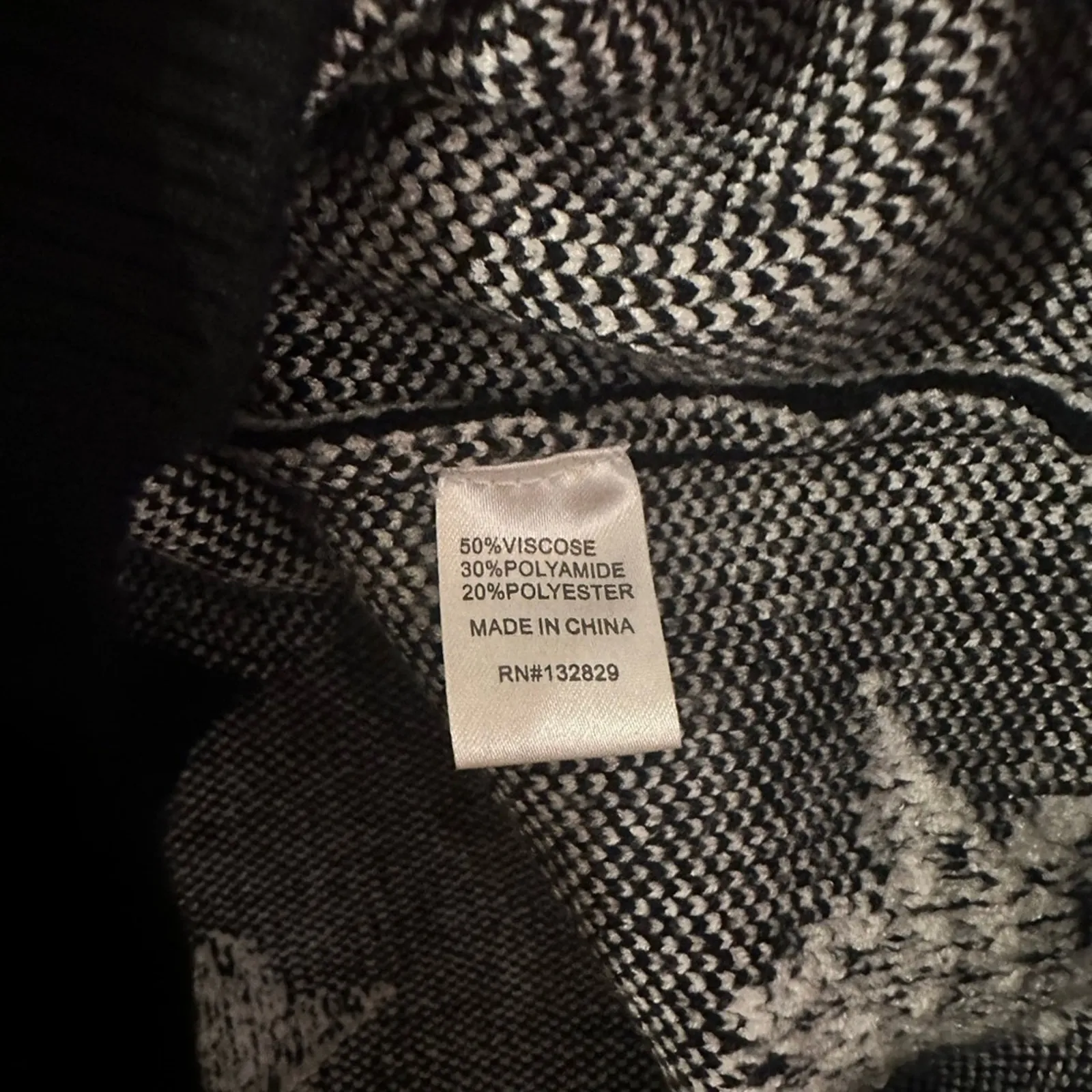 Super Down Karol Star Cardigan in Black and White Boucle Knit Size Small - Image 3