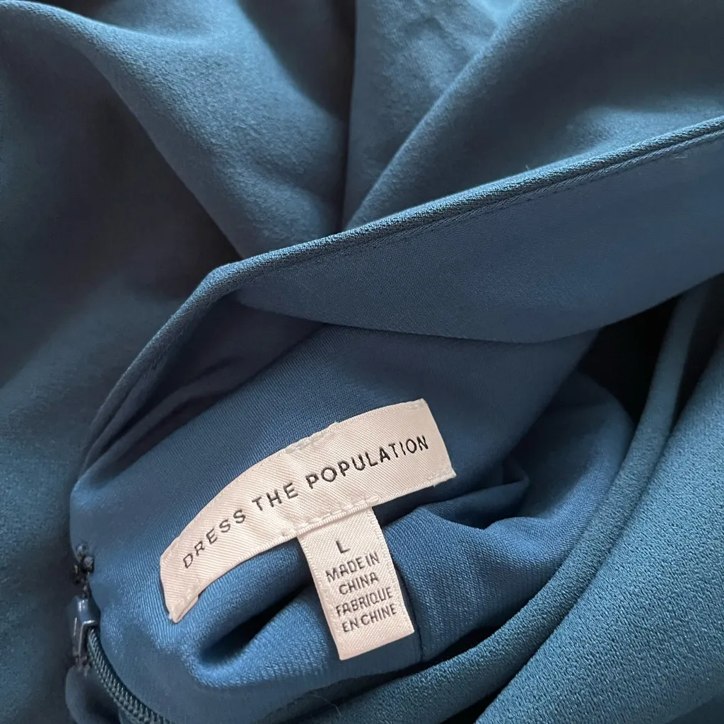 Dress the Population Leighton Peacock blue dress size large - Image 15