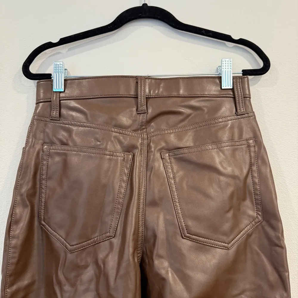 Abercrombie & Fitch The ‘90s Straight Ultra High Rise Brown Faux Leather Jeans - Image 6