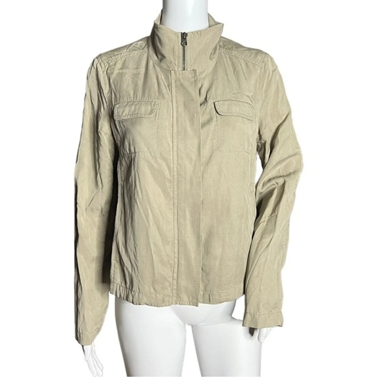 J. Jill Jacket Womens‎ XS Beige Lightweight Tencel Neutral Granny Grandma Core Tan - Image 2