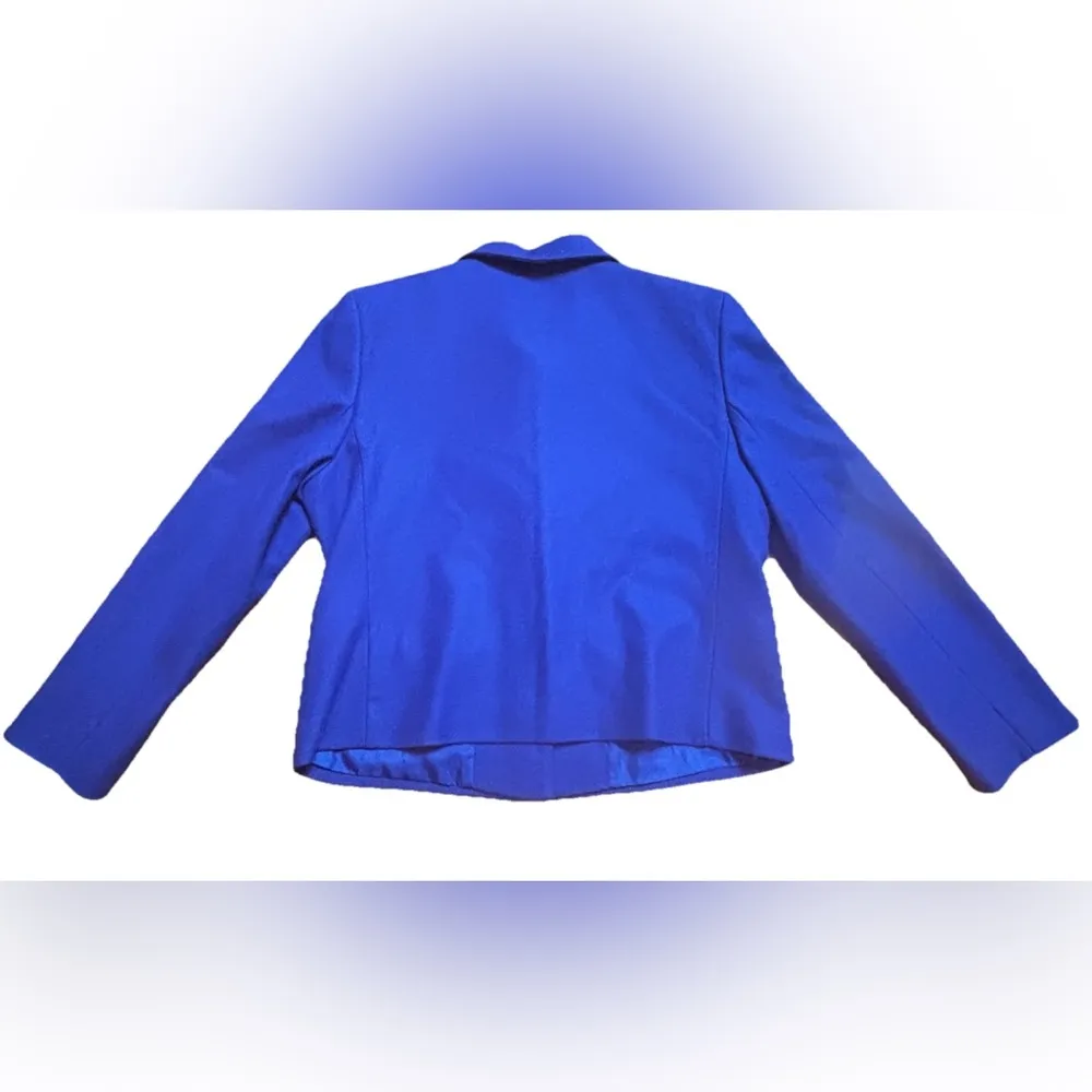 Appleseeds Jacket Womens 100% Virgin Wool Coat Blazer Blue Button Up Size 10P - Image 2