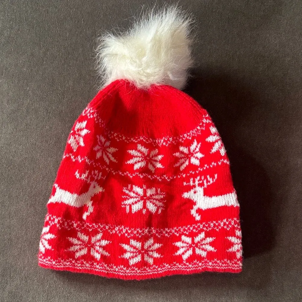 Women’s Christmas Holiday Sweater Dress and Beanie Size L Red Size L - Image 10