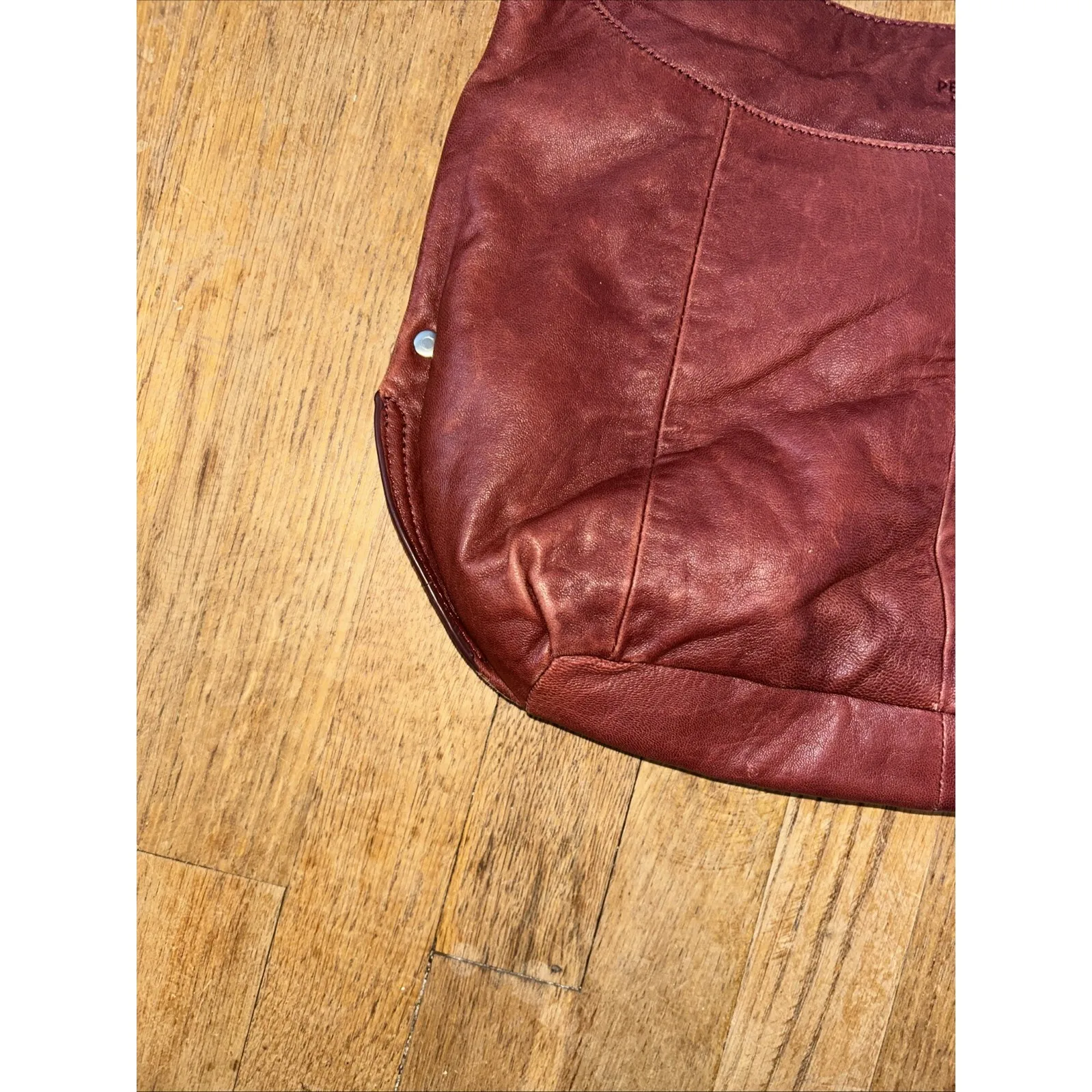 Perlina New York Genuine Leather Handbag Purse Soft Subtle Pocketbook Great Cond - Image 5