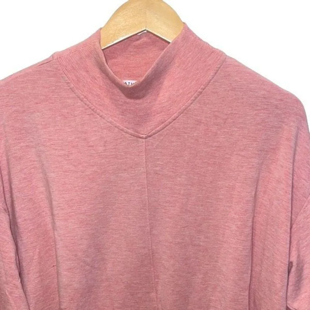 Athleta‎ Apollo Mock Crewneck Sweatshirt Conch Pink Heather Size Small - Image 4
