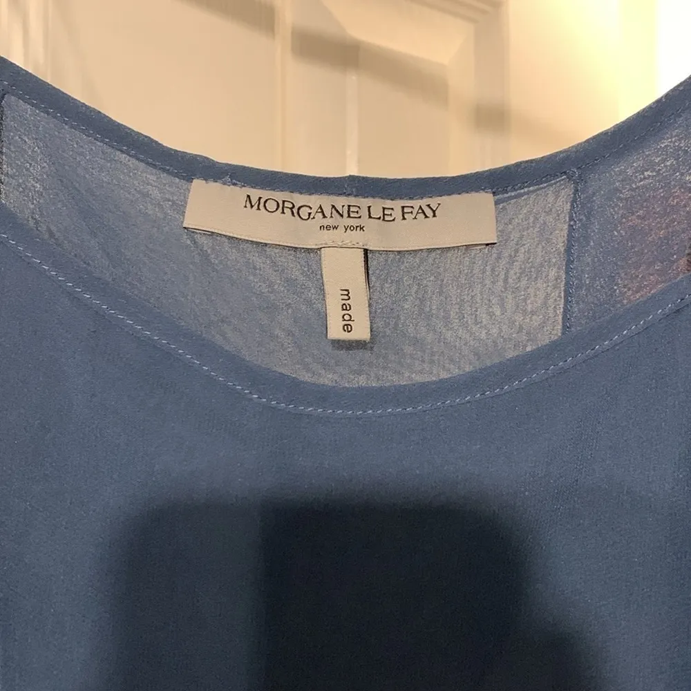 NWOT Super rare Morgane Le Fay asymmetrical silk chiffon top Blue - Image 2