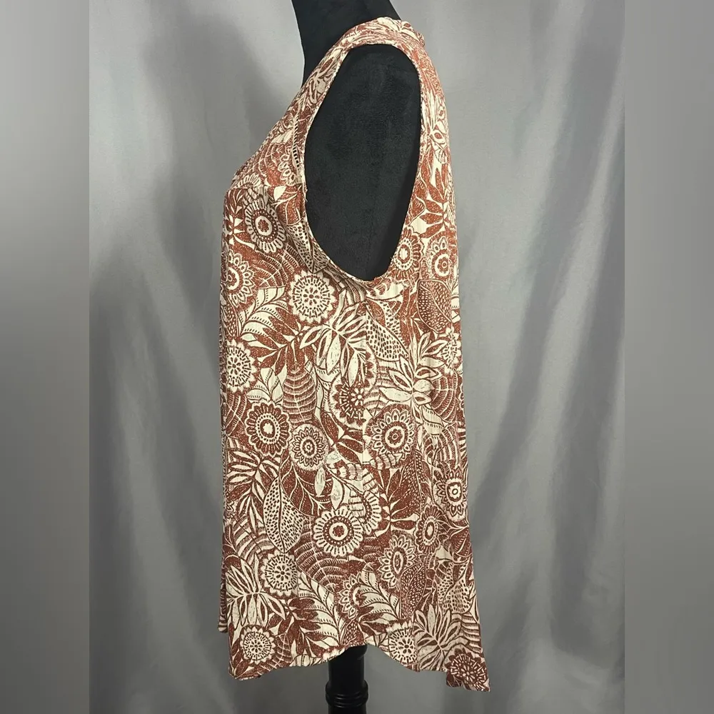 Women's Nostalgia V Neck Sleeveless Shirt Blouse Tank Top Rust Copper Sz L NWOT Size L - Image 4