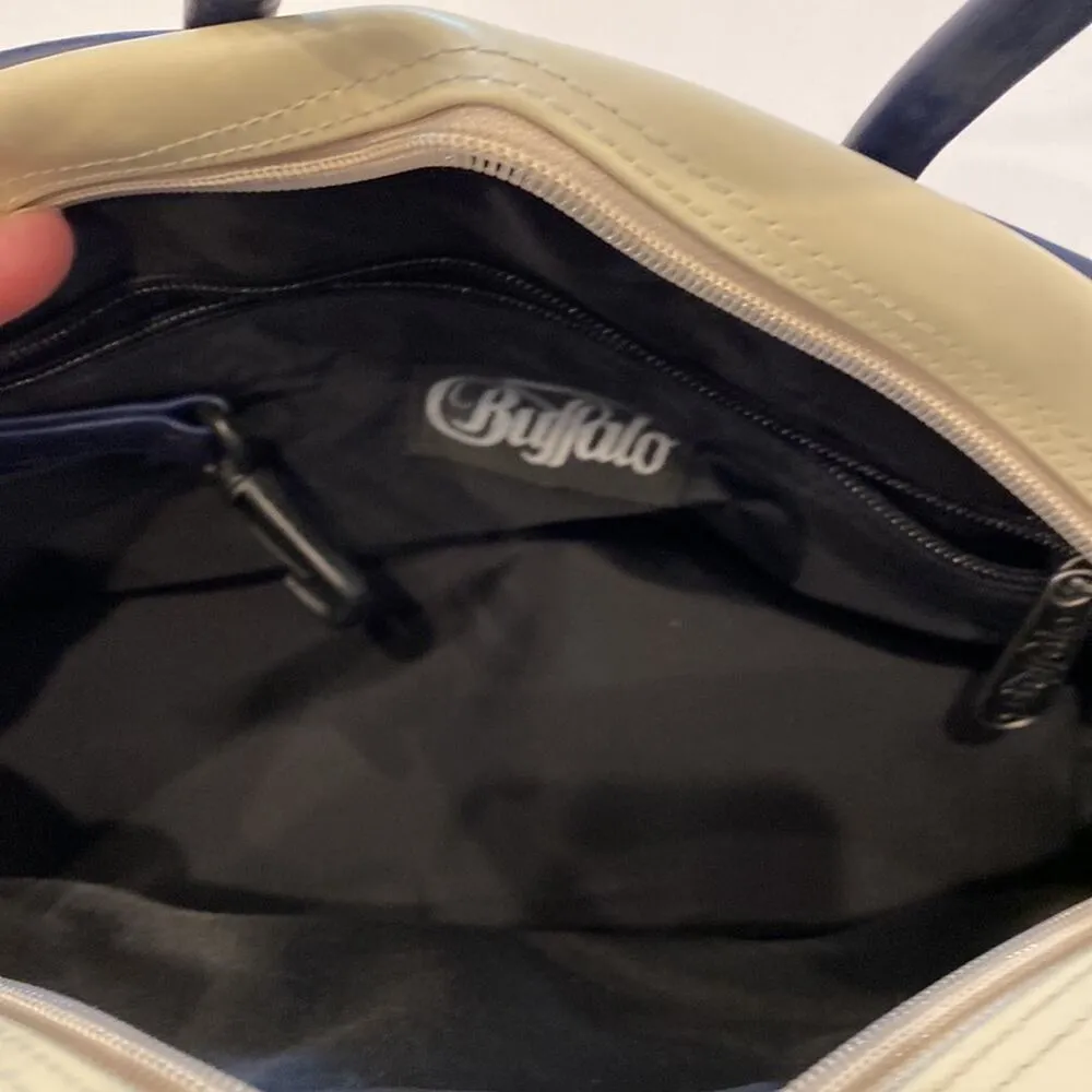 Buffalo Navy & Cream Zipper Purse Vintage Y2K 1990’s Retro Style Bag - Image 6