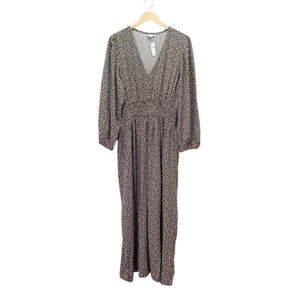NWT GAP Maxi Dress Brown Cottage Floral Size XL V-Neck Long Sleeve Thanksgiving - Image 2