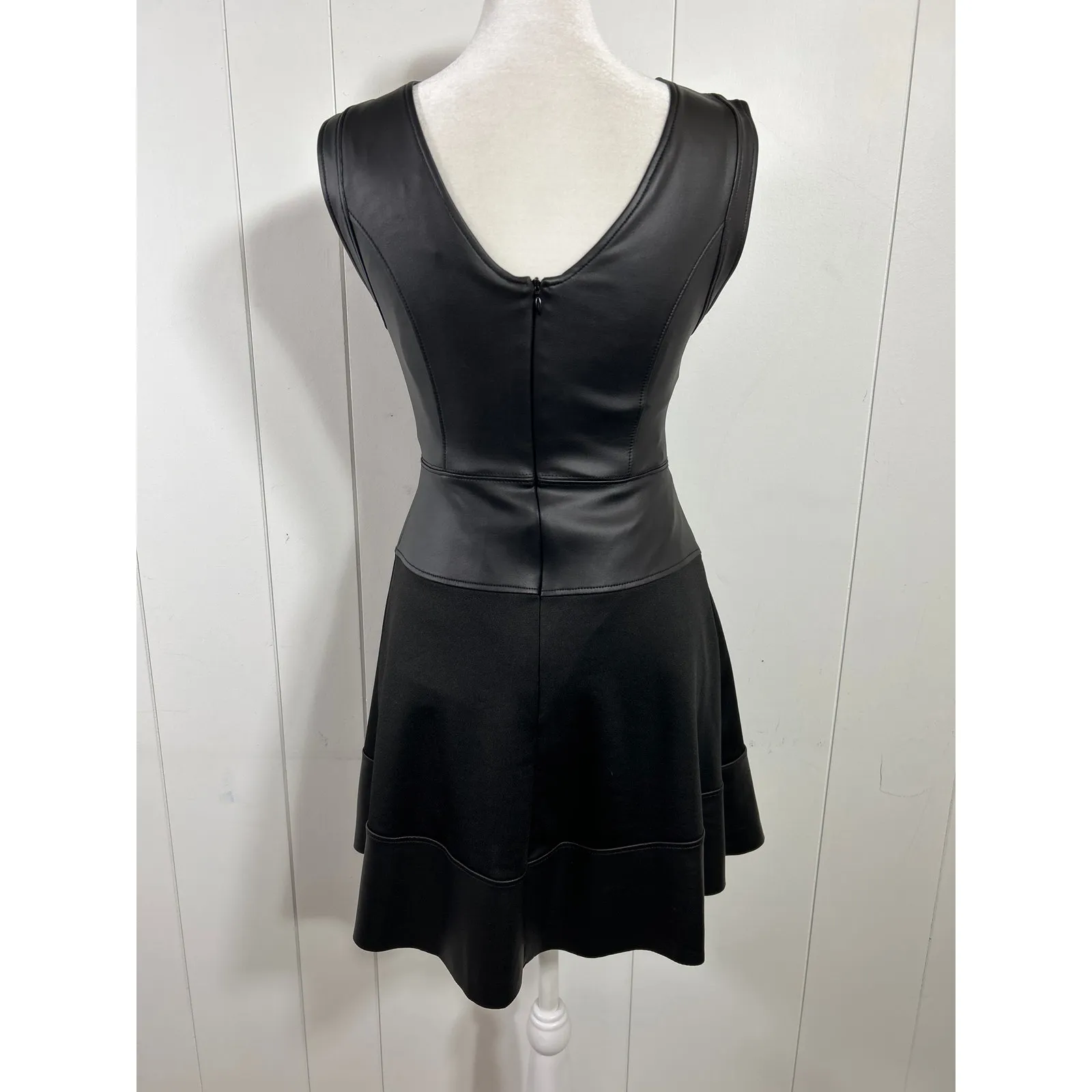 altar'd state black faux leather fit and flare mini dress in Size XS - Image 2
