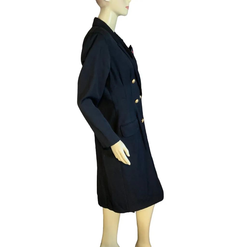 KASPER A.S.L. VINTAGE 1990'S BLACK BUTTON DOWN JACKET DRESS W/POCKET SQUARE (10P - Image 3