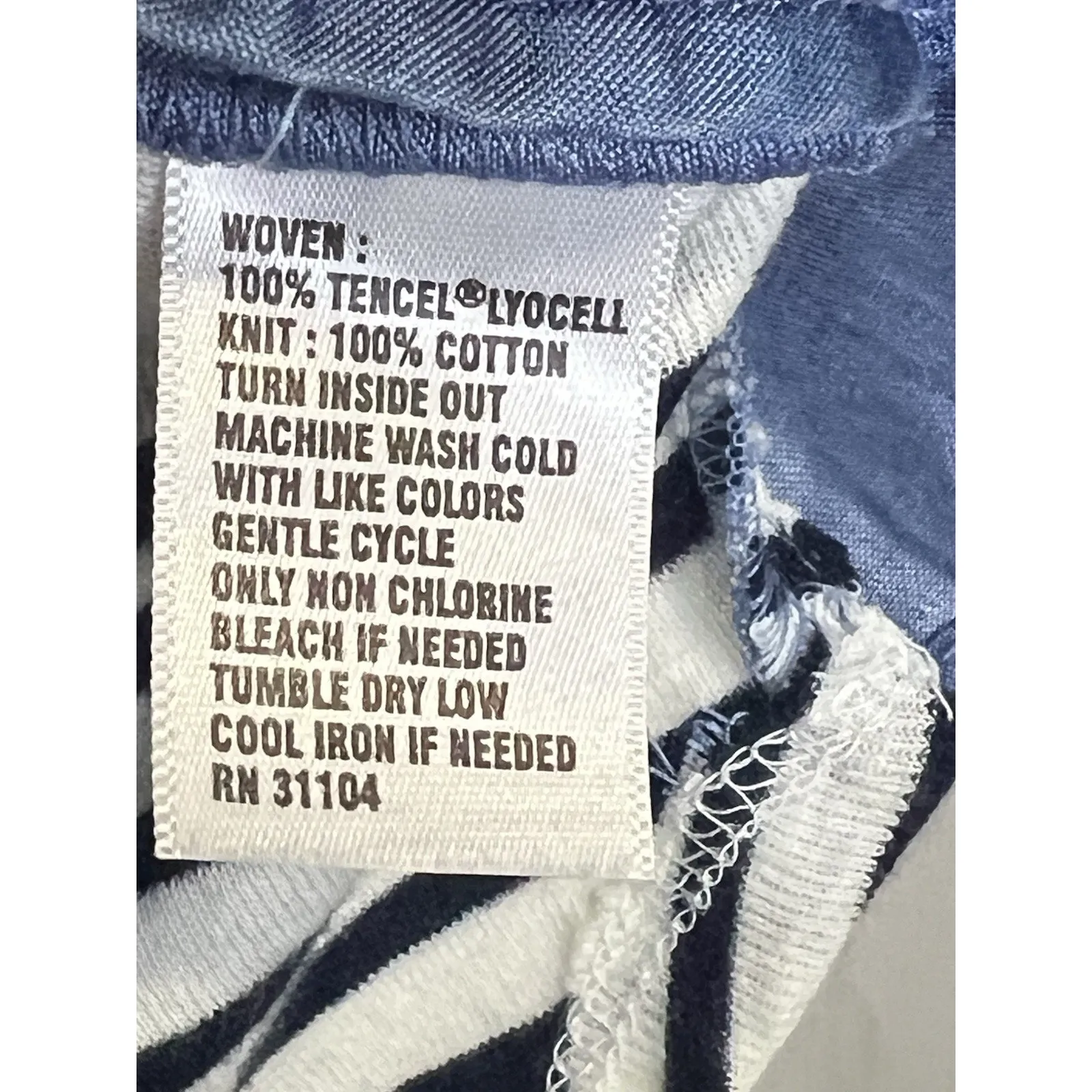 Crown Ivy Women’s Size Medium Petite Denim Button Down Shirt Black Striped Back - Image 4