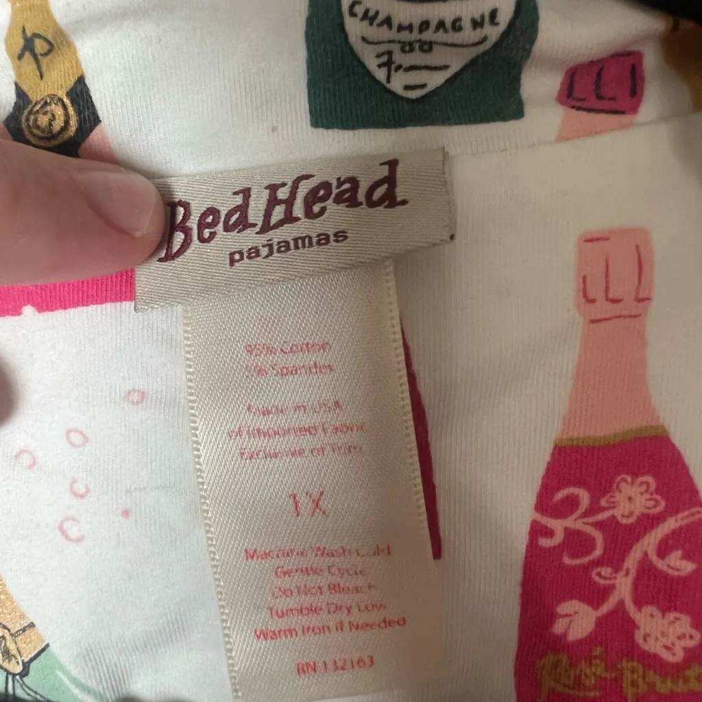 BedHead‎ Pajamas Woman Size 1X toast Champagne print top Pink - Image 6