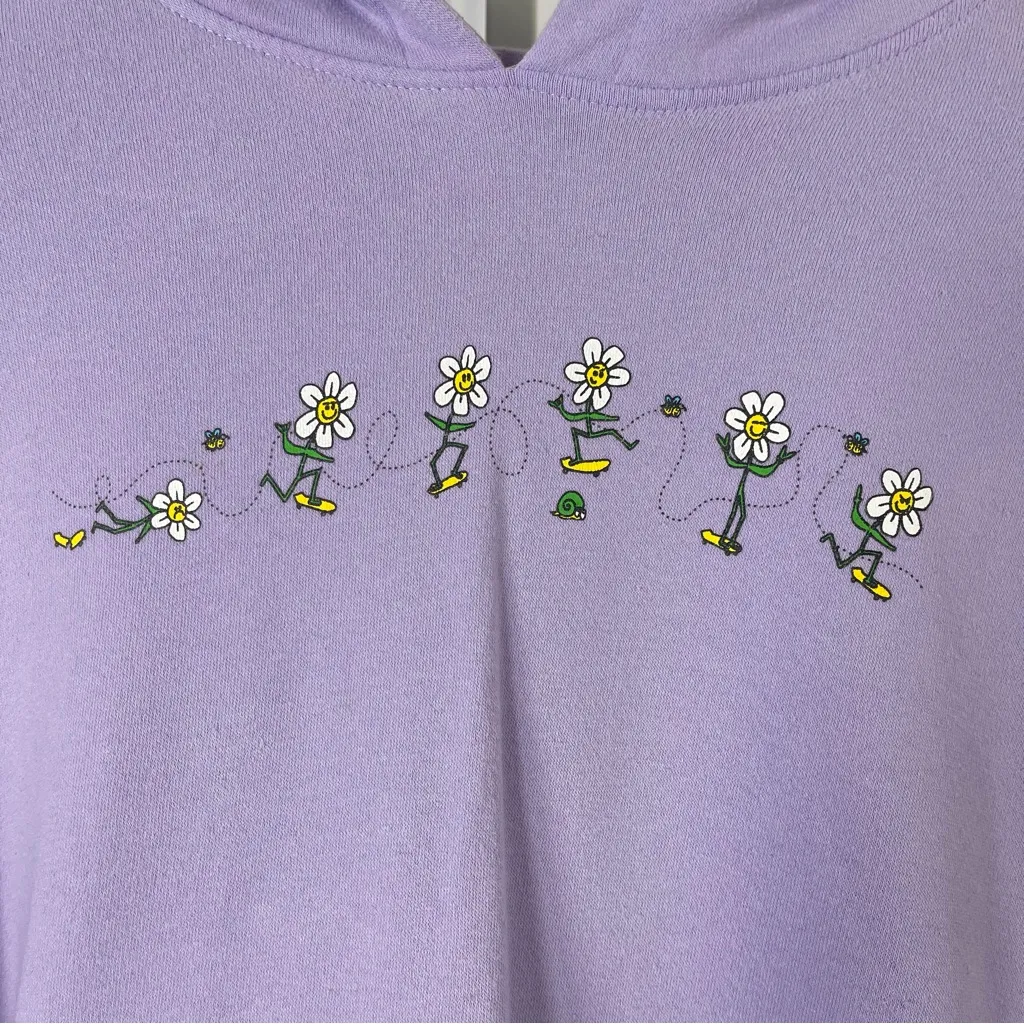 aLab Large Eat Dirt Skate Daisy Flower Graphic Hoodie Sweatshirt Lilac Street Purple - Image 3