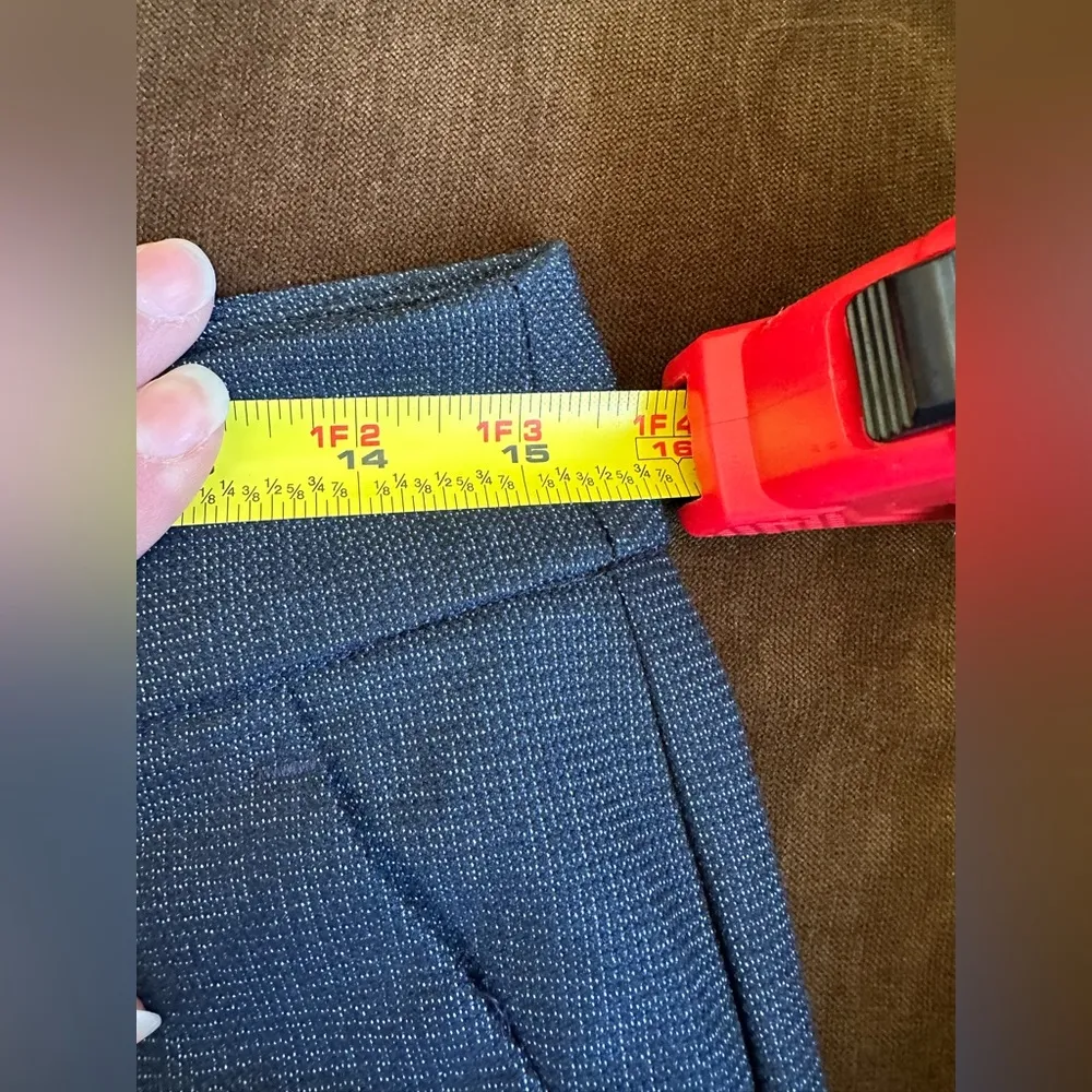 Blue Textured Julie Dress Pants Curvy Through The Hip Area Wide Leg. - Image 13