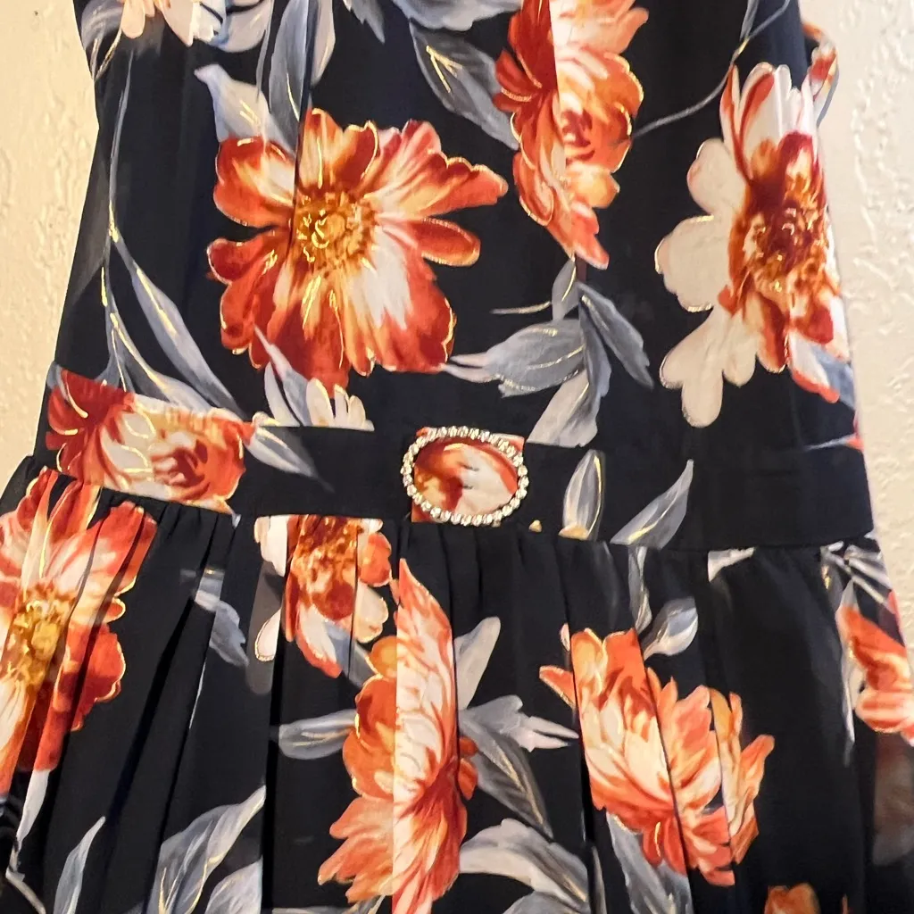 Blue and Red Floral Halter Sundress for Wedding Guest SZ 6 Dress Tank Top - Image 4