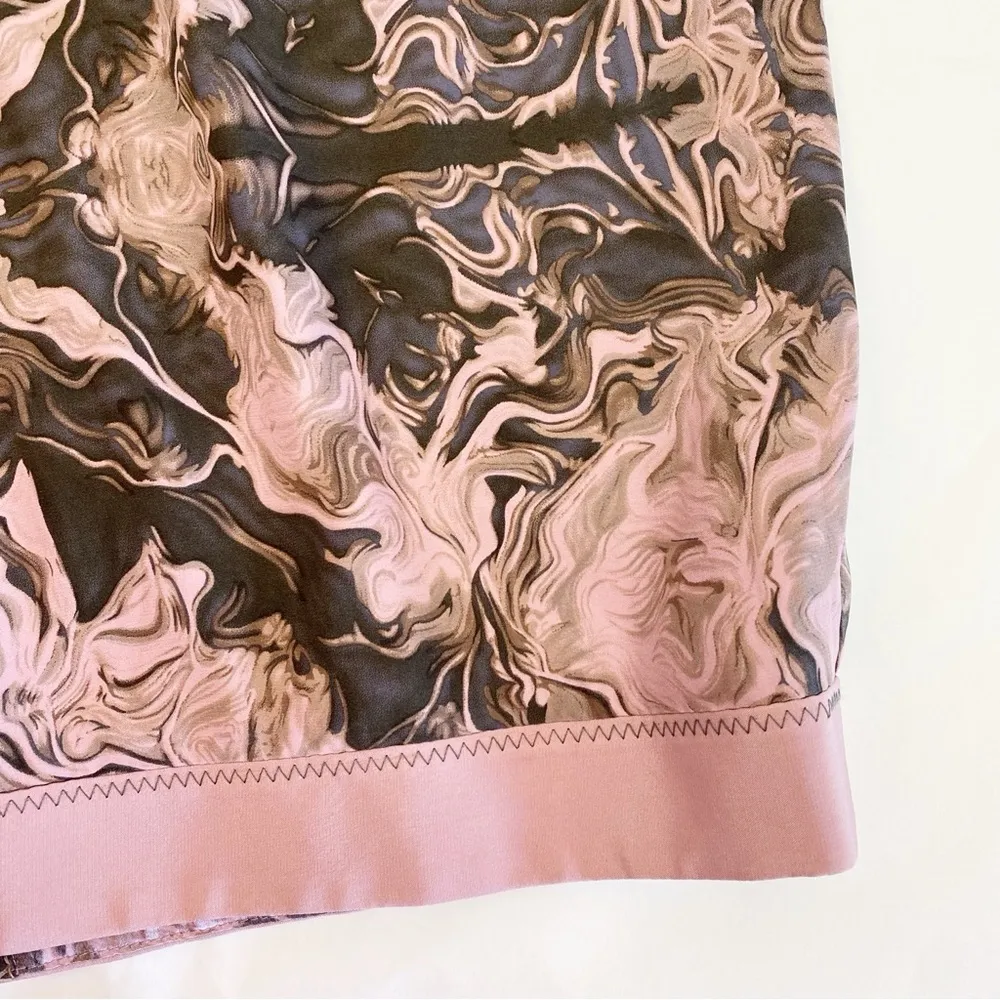 Peruvian Connection Marble Printed Silk Sleeveless Sheath Dress: Pink/Brown - Image 6