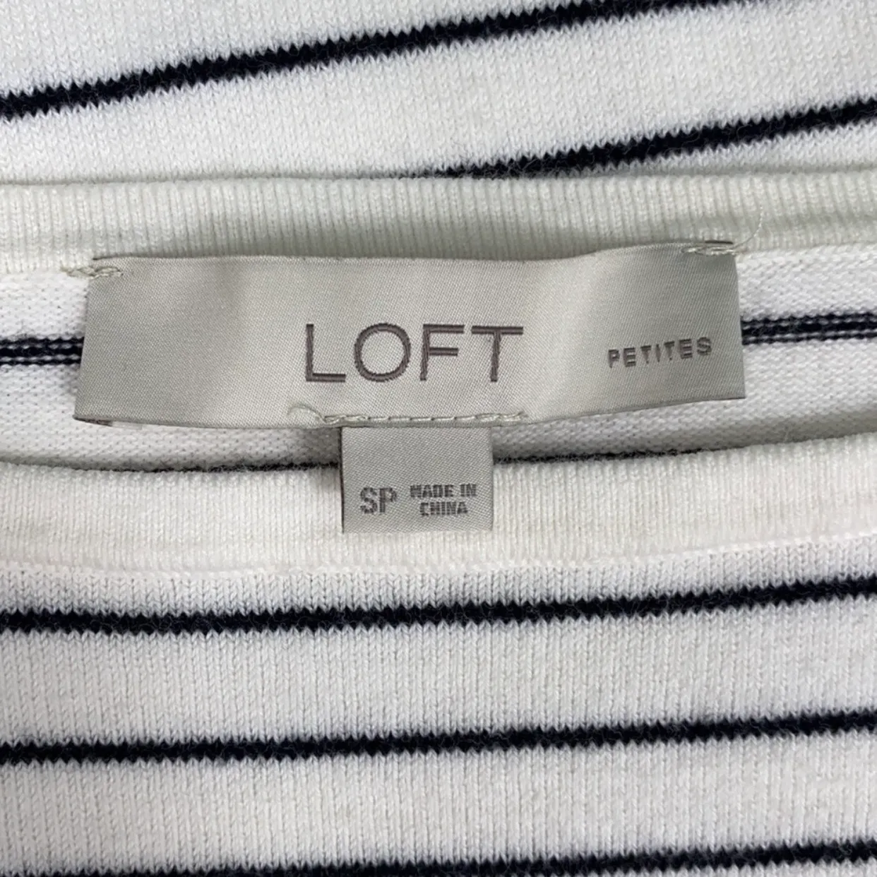 Petites Black & White Striped Casual Ruffle Cuff Boatneck Knit Sweater - Image 14