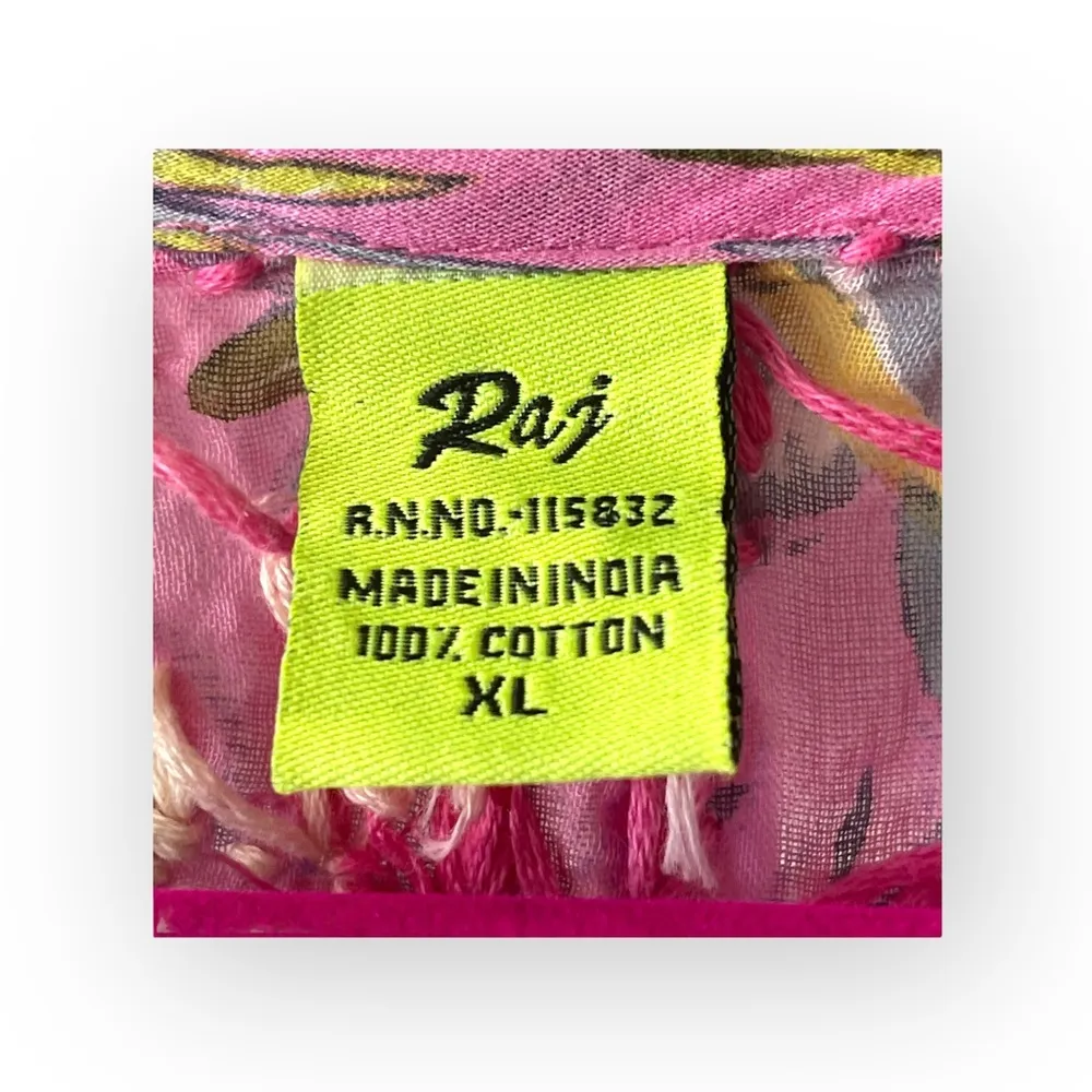 Raj ❤︎︎ Heart Embroidery Tunic Top Dress ❤︎︎ Pink Floral ❤︎︎ Made in India ❤︎︎ Size XL - Image 3