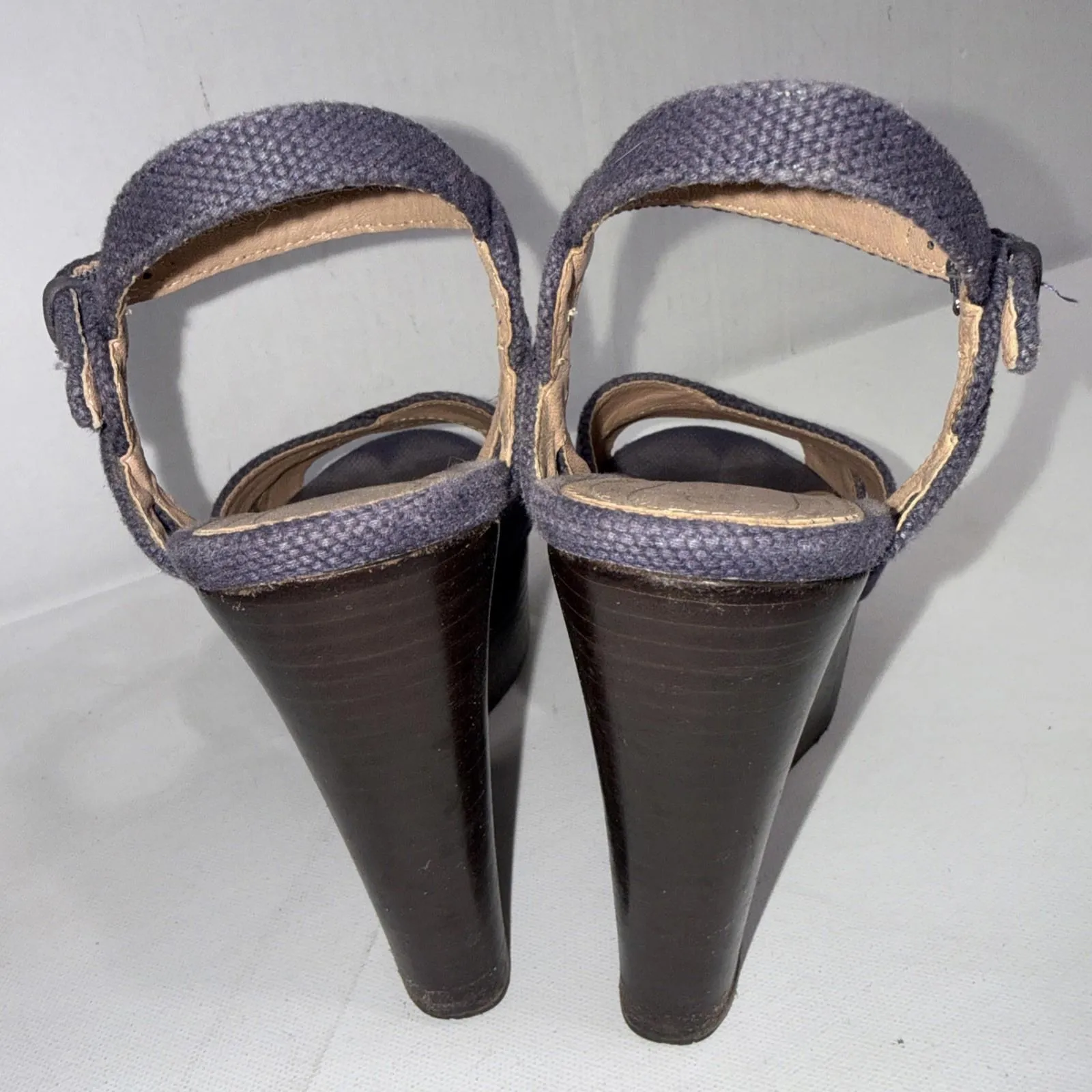 Brooks Brothers Minimalist Blue Classic Preppy Designer Platform Wedges Sandals - Image 11