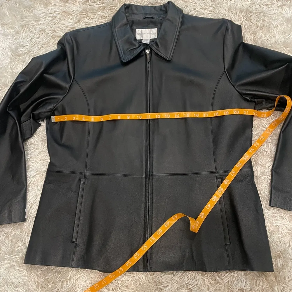 Worthington Women’s Black Leather Jacket Size Extra Large With Zipper & Pockets - Image 9