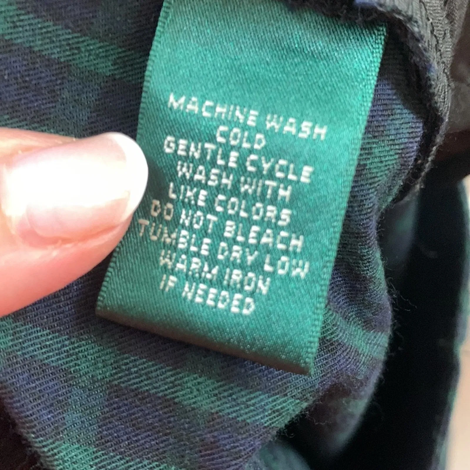 Lauren Ralph Lauren Plaid Navy Blue/Green Straight Leg Pants - Image 3