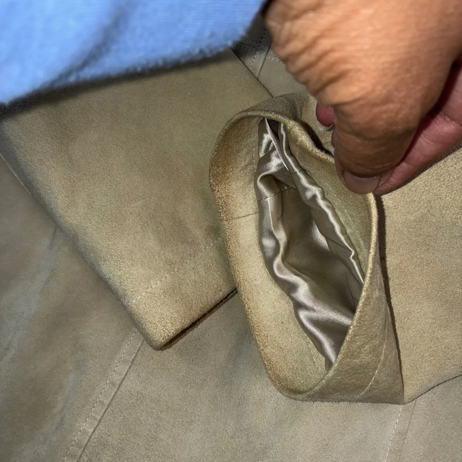 DKNY  Classic Beige Suede Blazer Jacket‎ Womens Size Medium Button Front Pockets - Image 8