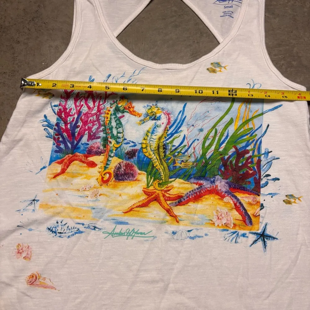 Amber M Moran Art & Sol Women's Tank Top Seahorses Size Small White - Image 6