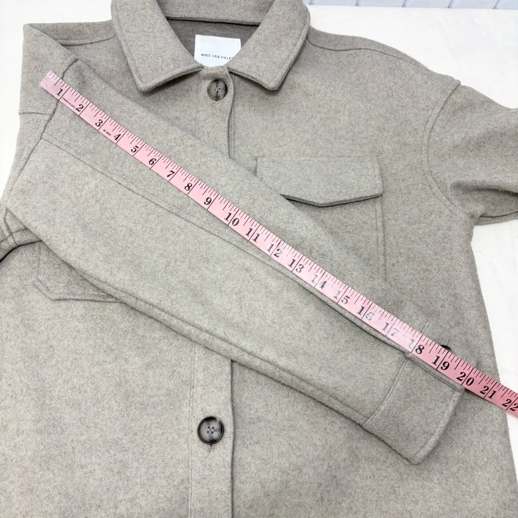 Avec Les Filles Tan Oat Melange Utility Shacket Jacket Size S - Image 5