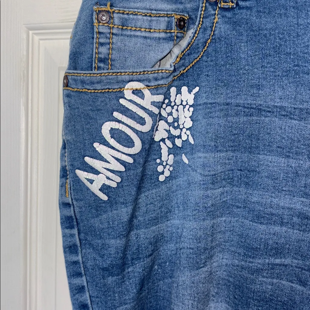 Ashley Stewart Graffiti Love Jeans Blue Size 22 - Image 5