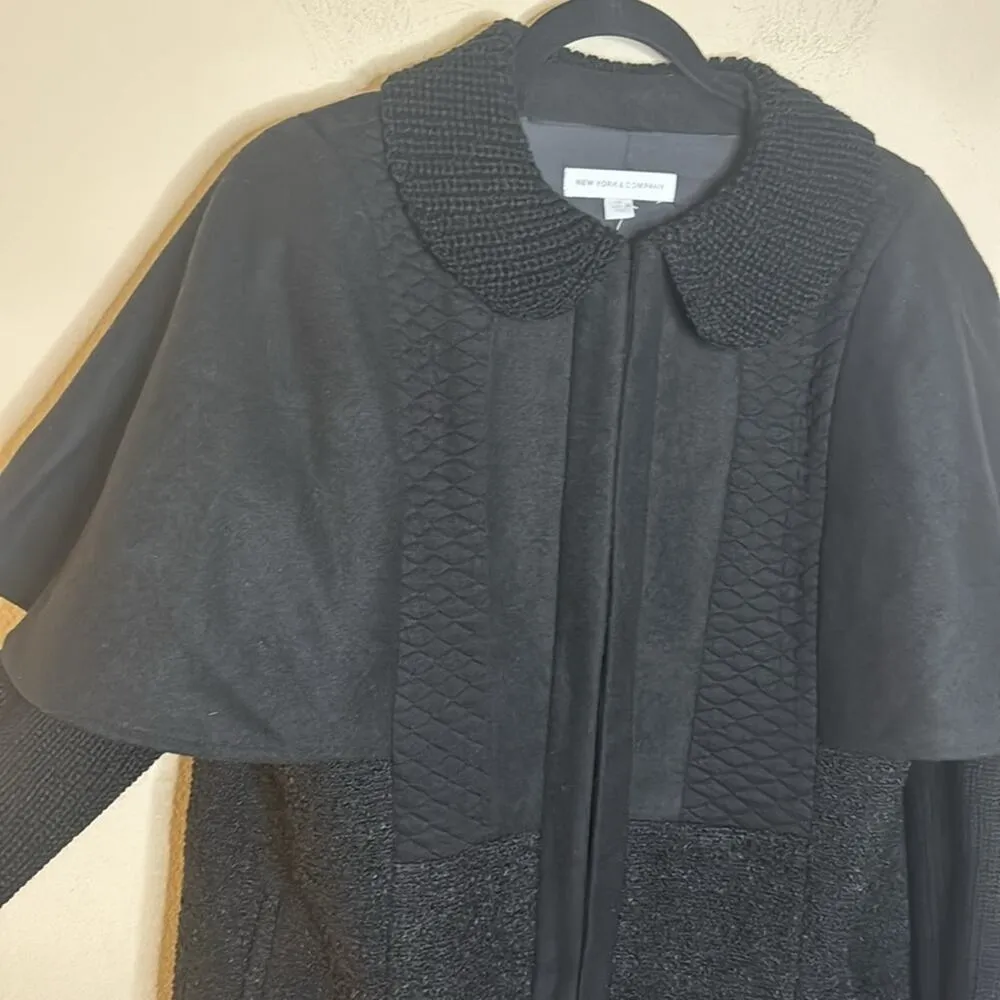 New York and Company Black Cape Pea Coat Size M Size M - Image 4